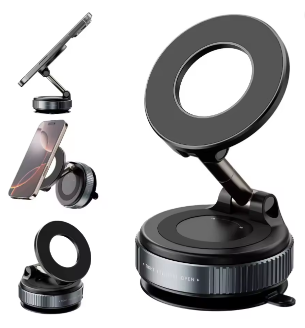 Çift Taraflı Vakum Manyetik Telefon Tutucu – Katlanabilir Mutfak, Araç ve Masa Kullanımı için